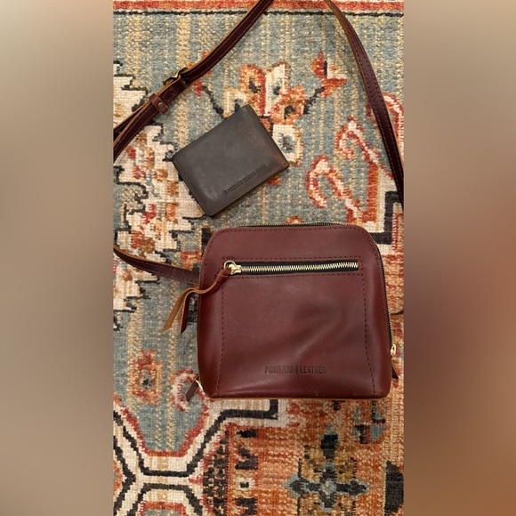 Portland Leather Company Brown Leather Crossbody Bag and Wallet - Picture 3 of 4